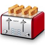 Geek Chef Retro 4-Slice Bagel Toaster, Red