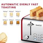 Geek Chef Retro 4-Slice Bagel Toaster, Red