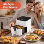 Compact Air Fryer with Automatic Shutdown, White