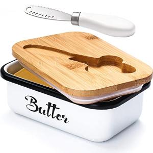 Metal Butter Dish with Lid and Knife Set