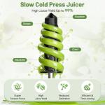 GVODE Powerful Cold Press Juicer with Dual Chute