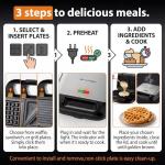 3 in 1 Sandwich and Waffle Maker with Removable Plates