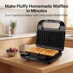 3 in 1 Sandwich and Waffle Maker with Removable Plates