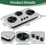 Cusimax Triple Burner Electric Hot Plate with Cast Iron