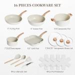 Kikcoin 16-Piece Nonstick Ceramic Cookware Set