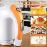 300W Hand Mixer with Stainless Steel Beaters and Hooks