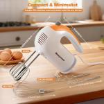 300W Hand Mixer with Stainless Steel Beaters and Hooks