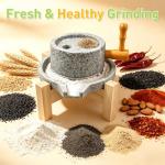 Manual Granite Stone Grain Mill with Wooden Base