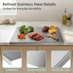 Stainless Steel Chopping Board with Lip, 16x12 inch