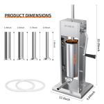 Booros 5L Manual Sausage Filler with 4 Tubes