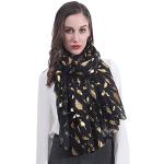 Lina & Lily Lightweight Scarf in Black-Gold
