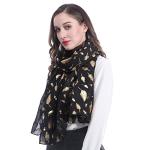 Lina & Lily Lightweight Scarf in Black-Gold