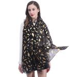 Lina & Lily Lightweight Scarf in Black-Gold