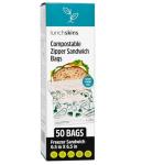 Lunchskins Ziptop BPI Certified Compostable & Resealable Freezer-Safe Food Storage Bags, Sandwich Size, 50 Bags - Eco-Friendly, Made Without PFAS and BPA