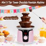 3 Tier Chocolate Fountain Machine, 12oz Stainless Steel Tower Chocolate Melt Machine, Cheese Electric Fountain with 6 Forks, Chocolate Fountain for Party, Candy, Butter, Cookies