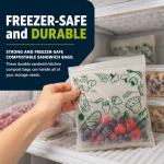 Lunchskins Ziptop BPI Certified Compostable & Resealable Freezer-Safe Food Storage Bags, Sandwich Size, 50 Bags - Eco-Friendly, Made Without PFAS and BPA