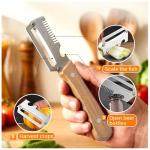 3-in-1 Upgraded Vegetable Peeler with Grater and Bottle Opener, Stainless Steel Kitchen Peeler, Zero Snag Wooden Peeler for Fruits and Vegetables