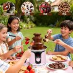 3 Tier Chocolate Fountain Machine, 12oz Stainless Steel Tower Chocolate Melt Machine, Cheese Electric Fountain with 6 Forks, Chocolate Fountain for Party, Candy, Butter, Cookies