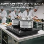 Sunvivi Portable Induction Cooktop: 2 Burners in 1, Commercial-Grade Electric Countertop Stove with LED Touchscreen, 8 Power Levels & Precise Temp Control (176°F-518°F), Independent Timer, Black