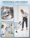 Electric Spin Scrubber, Rechargeable with Upgraded Battery & Extended Runtime, IPX7 Cleaning Brush, 3000mAh Battery 7 Brush Heads 2-Speed Adjustable Long Handle for Bathroom & Tile Floor Cleaning