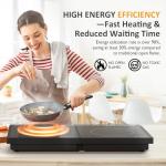 Sunvivi Portable Induction Cooktop: 2 Burners in 1, Commercial-Grade Electric Countertop Stove with LED Touchscreen, 8 Power Levels & Precise Temp Control (176°F-518°F), Independent Timer, Black