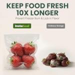 InstaSeal Vacuum Sealer for Food with 12 Bags, Preserves Foods 5x Longer, Space Saving Compact Upright Design Allows Machine to Heat Seal Marinades, Soups, Meats for Sous Vide Cooking