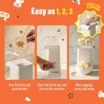 Wumple Hot Air Popcorn Machine - 14-Cup Electric Popcorn Popper, Oil-Free, 1200W - Includes Measuring Cup - Home Popcorn Maker for Movie Nights - Cream