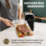InstaSeal Vacuum Sealer for Food with 12 Bags, Preserves Foods 5x Longer, Space Saving Compact Upright Design Allows Machine to Heat Seal Marinades, Soups, Meats for Sous Vide Cooking