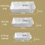 Sweejar Casserole Dishes for Oven, Ceramic Bakeware Set of 3, Rectangular Baking dish with Handles, Wave Edge Lasagna Pan Deep for Cooking, Cake, Dinner, Banquet and Daily Use (White)