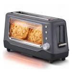 DASH Clear View Toaster: Extra Wide Slot Toaster with See Through Window - Defrost, Reheat + Auto Shut Off Feature for Bagels, Specialty Breads & other Baked Goods - Grey