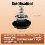 KIOMGLE Three-Tier Electric Chocolate Fountain Machine, 1-Pound Capacity, with Food Tray and Rotating Spiral Rod for Parties, Weddings, Family Gatherings