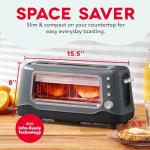 DASH Clear View Toaster: Extra Wide Slot Toaster with See Through Window - Defrost, Reheat + Auto Shut Off Feature for Bagels, Specialty Breads & other Baked Goods - Grey