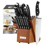 McCook® Knife Sets, German Stainless Steel Kitchen Knives Set with Built-in Sharpener and Wooden Block