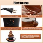 KIOMGLE Three-Tier Electric Chocolate Fountain Machine, 1-Pound Capacity, with Food Tray and Rotating Spiral Rod for Parties, Weddings, Family Gatherings