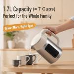 Mecity Electric Kettle 1.7L Touch Screen Temperature Control Water Boiler, No Plastic Contact with Water. 6 Presets For Tea and Coffee, 2 Hours Keep Warm, Auto Shut Off, Cream & Stainless Steel Color