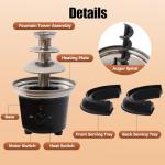 KIOMGLE Three-Tier Electric Chocolate Fountain Machine, 1-Pound Capacity, with Food Tray and Rotating Spiral Rod for Parties, Weddings, Family Gatherings