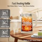 Mecity Electric Kettle 1.7L Touch Screen Temperature Control Water Boiler, No Plastic Contact with Water. 6 Presets For Tea and Coffee, 2 Hours Keep Warm, Auto Shut Off, Cream & Stainless Steel Color