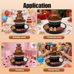 KIOMGLE Three-Tier Electric Chocolate Fountain Machine, 1-Pound Capacity, with Food Tray and Rotating Spiral Rod for Parties, Weddings, Family Gatherings