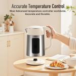 Mecity Electric Kettle 1.7L Touch Screen Temperature Control Water Boiler, No Plastic Contact with Water. 6 Presets For Tea and Coffee, 2 Hours Keep Warm, Auto Shut Off, Cream & Stainless Steel Color