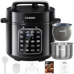 CARORI 9-in-1 Electric Pressure Cooker 6 Qt, Dual Inner Pots, Stainless Steel Pot and Non-Stick Pot, 12 Preset Cooking Programs with IMD Touchscreen, Safe Vent, Slow Cook, Rice Cook, Steam, Black