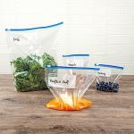 Restaurantware-Bag Tek 1 Gallon Freezer Slider Bags, 25 Disposable Zipper Pouch Bags - Slide Zipper, Expandable Bottom, Clear Plastic Freezer Bag, With Write-On-Label, For Food Storage