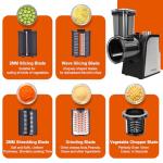 Electric Cheese Grater with Electric Dicing Function, 250W Professional Salad Maker & Electric Cheese Shredder, 5-in-1 Automatic Food Processor with Wide Feed Chute & 5 Stainless Steel Blades