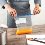 Restaurantware-Bag Tek 1 Gallon Freezer Slider Bags, 25 Disposable Zipper Pouch Bags - Slide Zipper, Expandable Bottom, Clear Plastic Freezer Bag, With Write-On-Label, For Food Storage