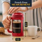 ESPRO Light P3 French Press Coffee Maker – Patented Double Micro-Filter for Grit-Free Brew, Heat Resistant thicker Borosilicate Glass Coffee press – (Red 32 oz)