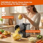 Electric Cheese Grater with Electric Dicing Function, 250W Professional Salad Maker & Electric Cheese Shredder, 5-in-1 Automatic Food Processor with Wide Feed Chute & 5 Stainless Steel Blades