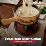 Swissmar Jura Ceramic Cheese & Chocolate Fondue Set, 2.65L / 2.8QT – 9-Piece Fondue Maker with Ceramic Pot, Forks, Burner & Beechwood Base – Perfect for Family Gatherings & Entertaining