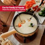 Swissmar Jura Ceramic Cheese & Chocolate Fondue Set, 2.65L / 2.8QT – 9-Piece Fondue Maker with Ceramic Pot, Forks, Burner & Beechwood Base – Perfect for Family Gatherings & Entertaining