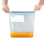 Restaurantware-Bag Tek 1 Gallon Freezer Slider Bags, 25 Disposable Zipper Pouch Bags - Slide Zipper, Expandable Bottom, Clear Plastic Freezer Bag, With Write-On-Label, For Food Storage