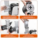 Electric Cheese Grater with Electric Dicing Function, 250W Professional Salad Maker & Electric Cheese Shredder, 5-in-1 Automatic Food Processor with Wide Feed Chute & 5 Stainless Steel Blades