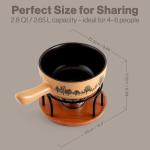 Swissmar Jura Ceramic Cheese & Chocolate Fondue Set, 2.65L / 2.8QT – 9-Piece Fondue Maker with Ceramic Pot, Forks, Burner & Beechwood Base – Perfect for Family Gatherings & Entertaining